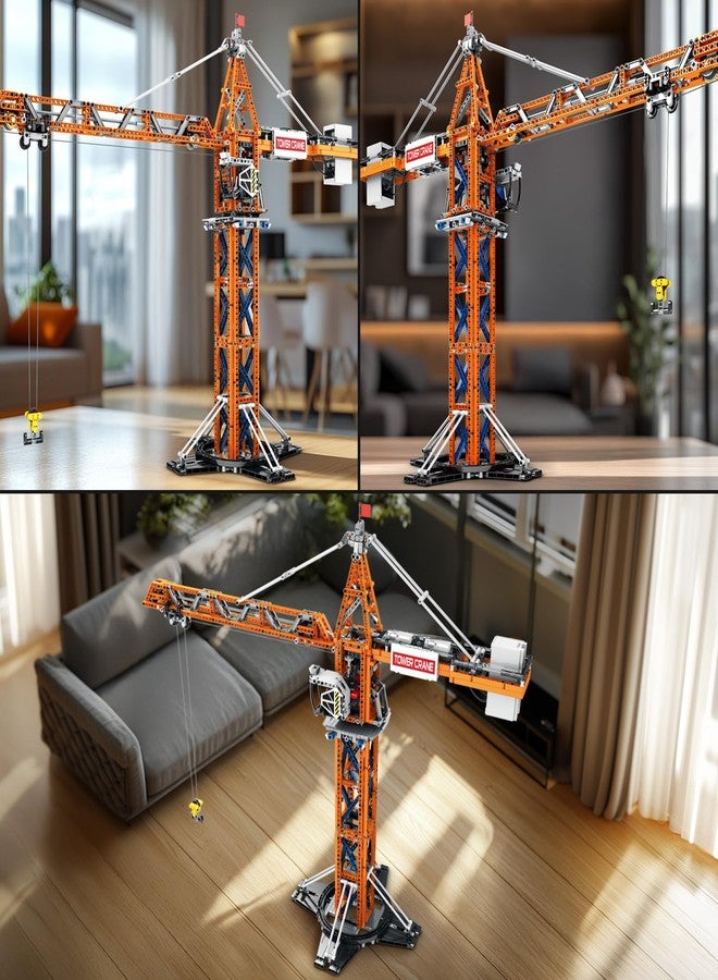 Reobrix Crane Building Blocks Set, RC Tower Crane Construction Vehicle Model Kits with Dual Motors, 1176 PCS City Crane Toy for Adults, Gift for Men and Construction Machinery Lovers 22013 - Image 5