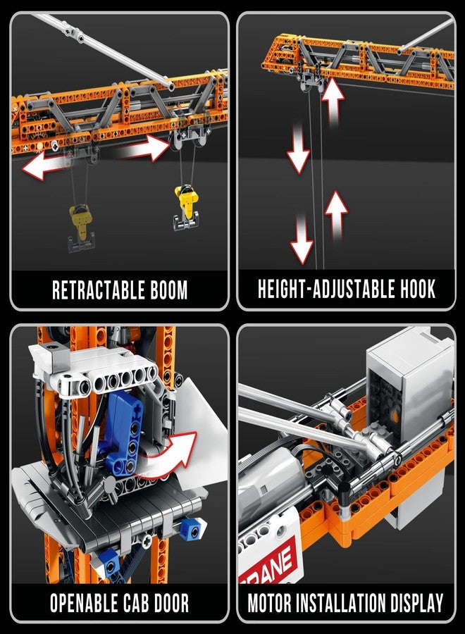 Reobrix Crane Building Blocks Set, RC Tower Crane Construction Vehicle Model Kits with Dual Motors, 1176 PCS City Crane Toy for Adults, Gift for Men and Construction Machinery Lovers 22013 - Image 3