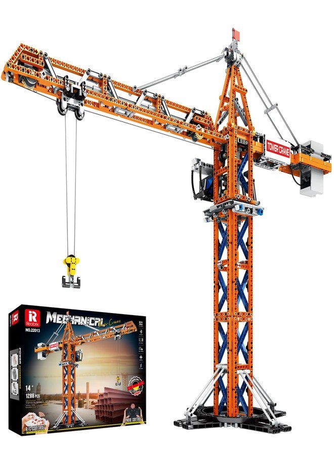 Reobrix Crane Building Blocks Set, RC Tower Crane Construction Vehicle Model Kits with Dual Motors, 1176 PCS City Crane Toy for Adults, Gift for Men and Construction Machinery Lovers 22013 - Image 1