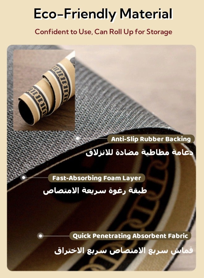 Kitchen Rug Mats Set, 2Pcs Vintage Floor Runner Mats Non-Slip Standing Mats Absorbent Carpets Front of Sink Mats 40x60cm + 40x120cm for Home Kitchen Bathrooms - Image 3