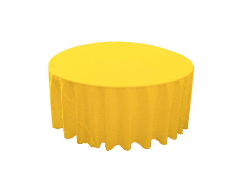 LA Linen Polyester Poplin Washable Round Tablecloth Stain and Wrinkle Resistant Table Cover 120 Fabric Table Cloth for Dinning Kitchen Party Holiday 120Inch Yellow Light TCpop120R_Lghtyellow399