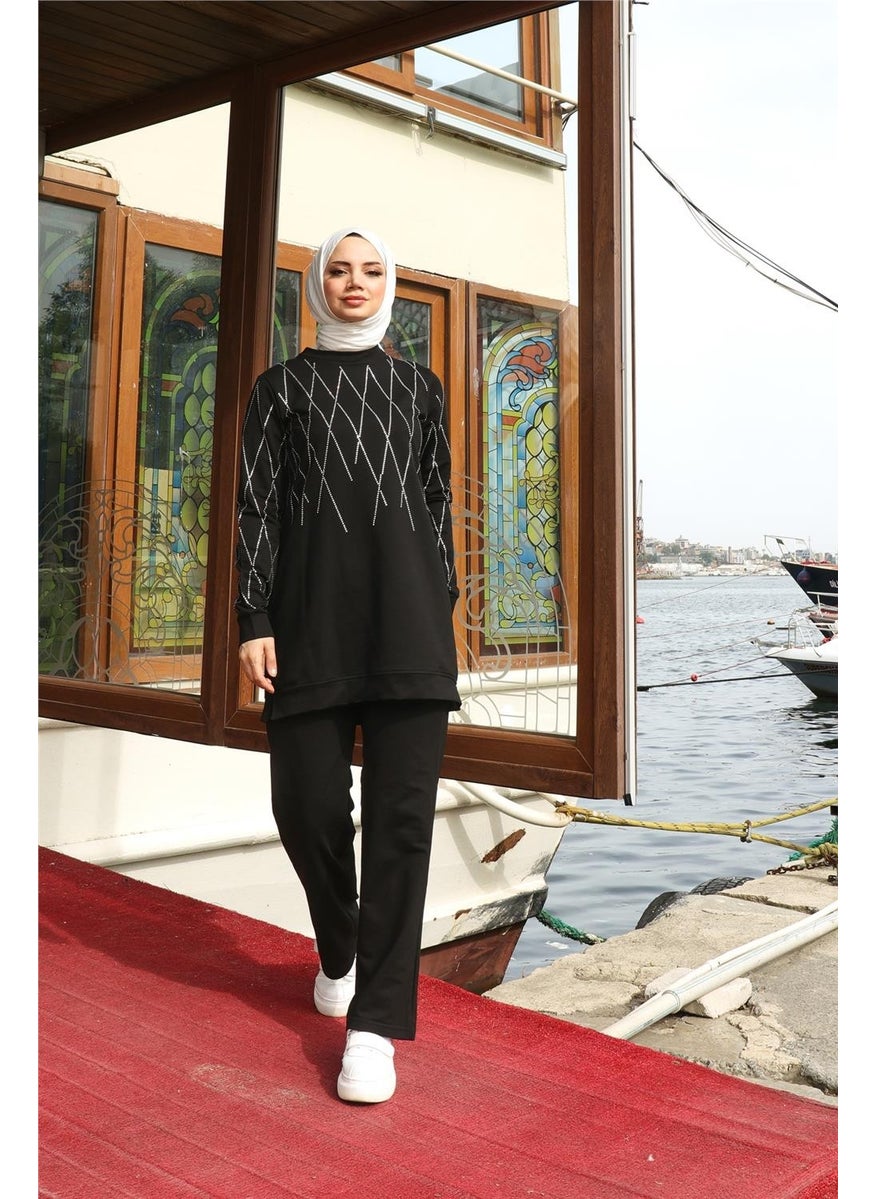 Cross Stone Patterned O Neck Double Hijab Tracksuit - 71185.003 - Black - pzsku/Z9CCD0327B7B29AA4AD2FZ/45/_/1738060666/27cc8c21-289b-46b8-a76b-aa2cf69694ee