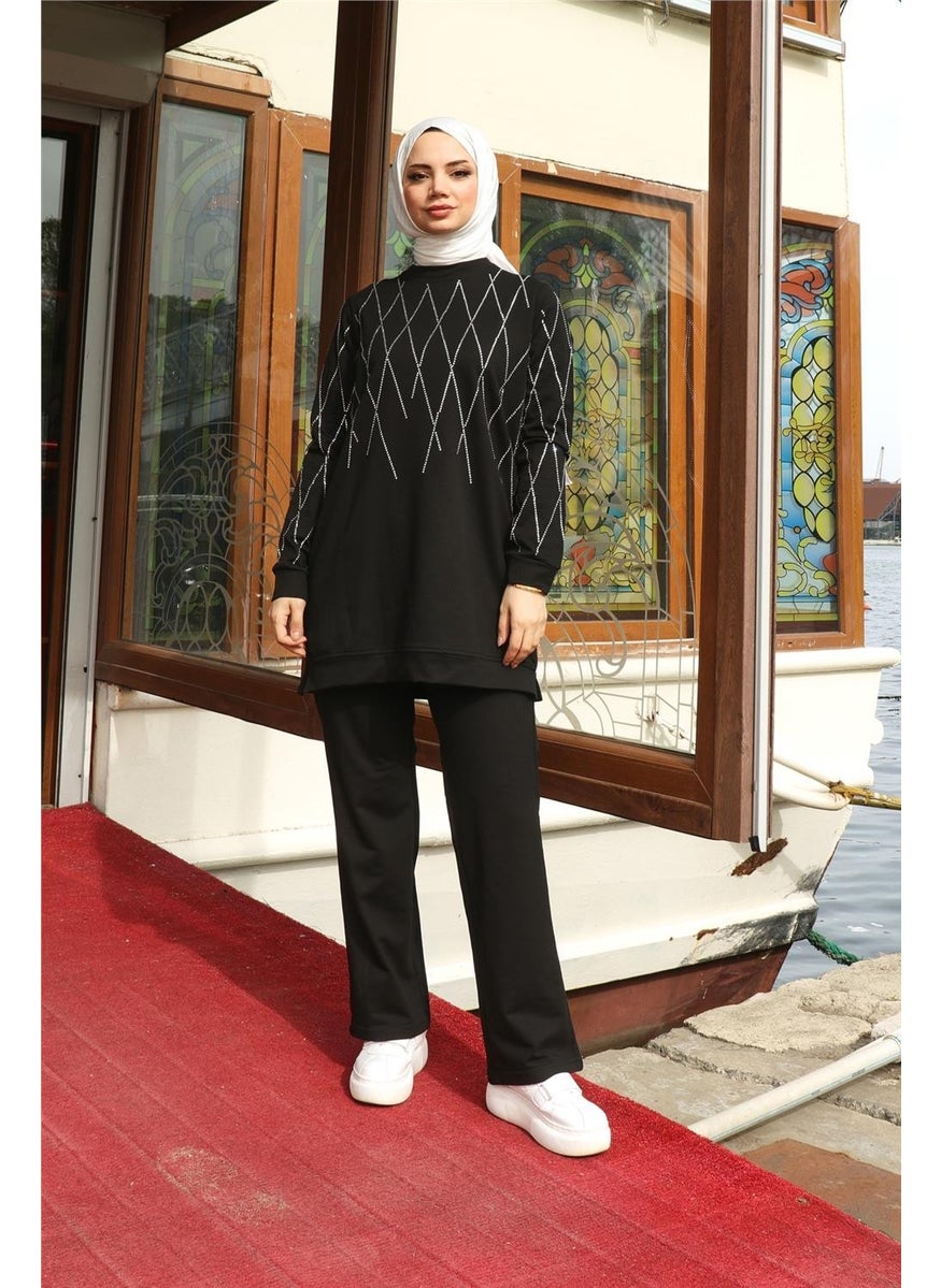 Cross Stone Patterned O Neck Double Hijab Tracksuit - 71185.003 - Black - pzsku/Z9CCD0327B7B29AA4AD2FZ/45/_/1738060677/9cea64eb-aead-4e18-8ff8-1f26661fbca1