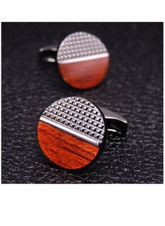 French Style Shirt Cufflinks Redwood Carbon Fiber Retro Pattern Cufflinks