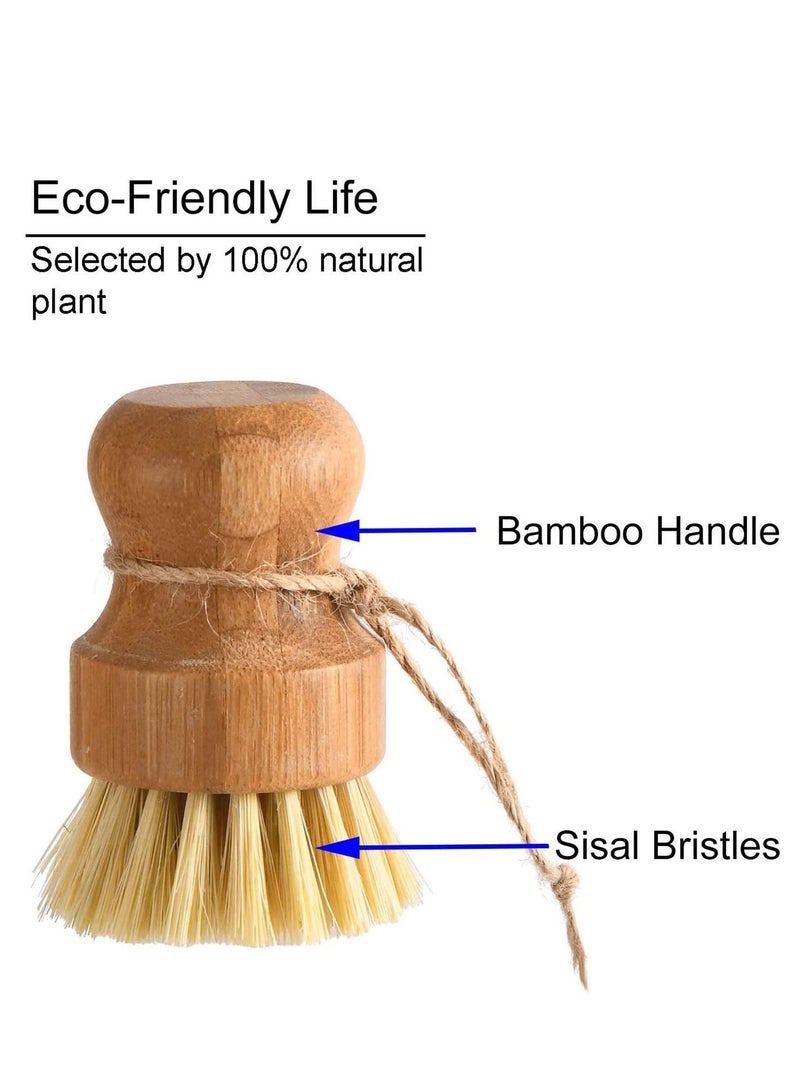 Y&D Bamboo Dish Scrub Brushes, Kitchen Wooden Cleaning Scrubbers Set, Natural Sisal Bristles - Image 5