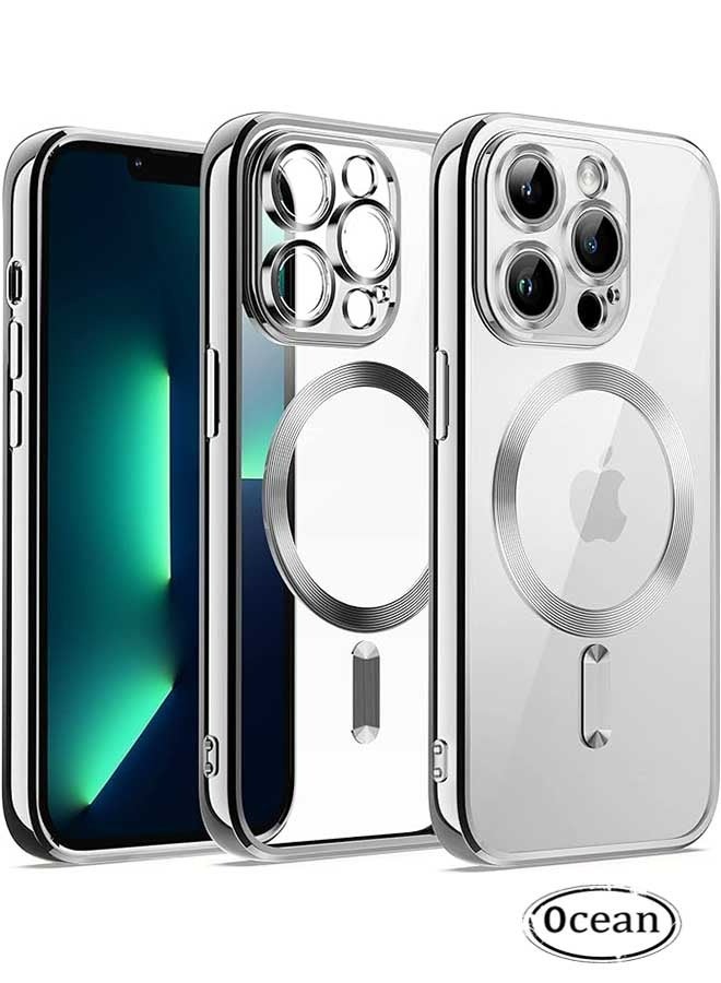 جي أس غطاء لآي فون 15 برو ماكس مطلي ( فضي ) , حماية كاملة من عدسة الكاميرا , متوافق مع Magsafe شحن لاسلكي - Image 1