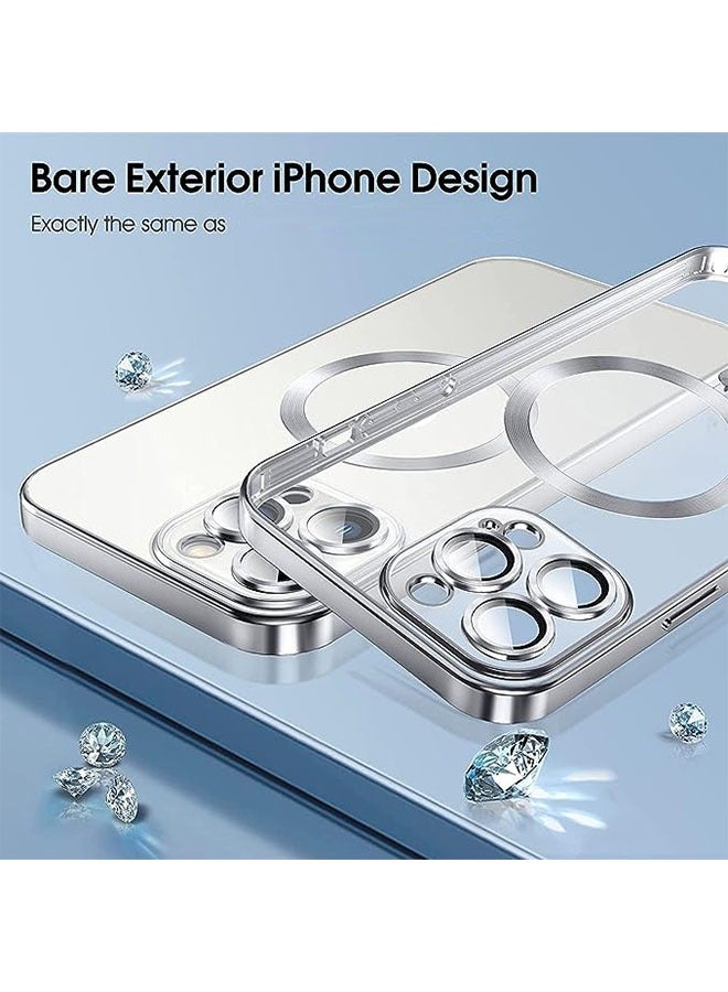 جي أس غطاء لآي فون 15 برو ماكس مطلي ( فضي ) , حماية كاملة من عدسة الكاميرا , متوافق مع Magsafe شحن لاسلكي - Image 4