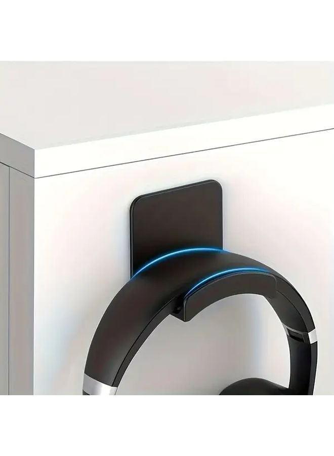 Black Wall Mounted Headphone Hat Holder No Drill Easy Installation Plastic Design - Image 2