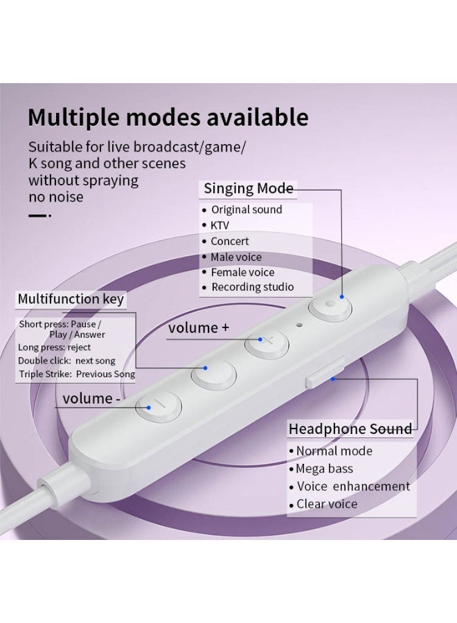 general Type-C Wired Voice-Changing Earphones, Intra-Auricular Karaoke Buds with Sound Card and Volume Control Buttons for Multi-Mood Effects, Suitable for Live Streaming & Recording Singing, 3D Stereo HIFI Quality Gaming Music Vocal Proactive Noise Cancelling - Image 5
