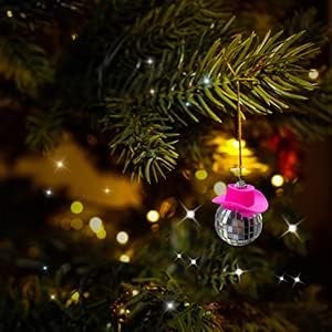 spansee 2 PCS Pink Disco Ball Cowboy Hat Car Accessory, Ball, Charm, Accessories for Women, Mini Car, Mirror Ornament - Image 3
