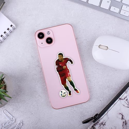 D2C Football Player Sports Stickers for Cristiano Ronaldo Pack, 65 Pieces, Vinyl Glitter Finish, Decorative Decals for Laptop, Mobile, Water Bottle - Image 2