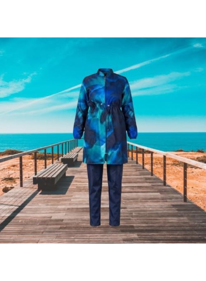 4-piece burkini swimsuit for veiled women - vest, pants, bodysuit and headscarf in quick-drying fabric for the beach and swimming pools (WP34) - Image 4