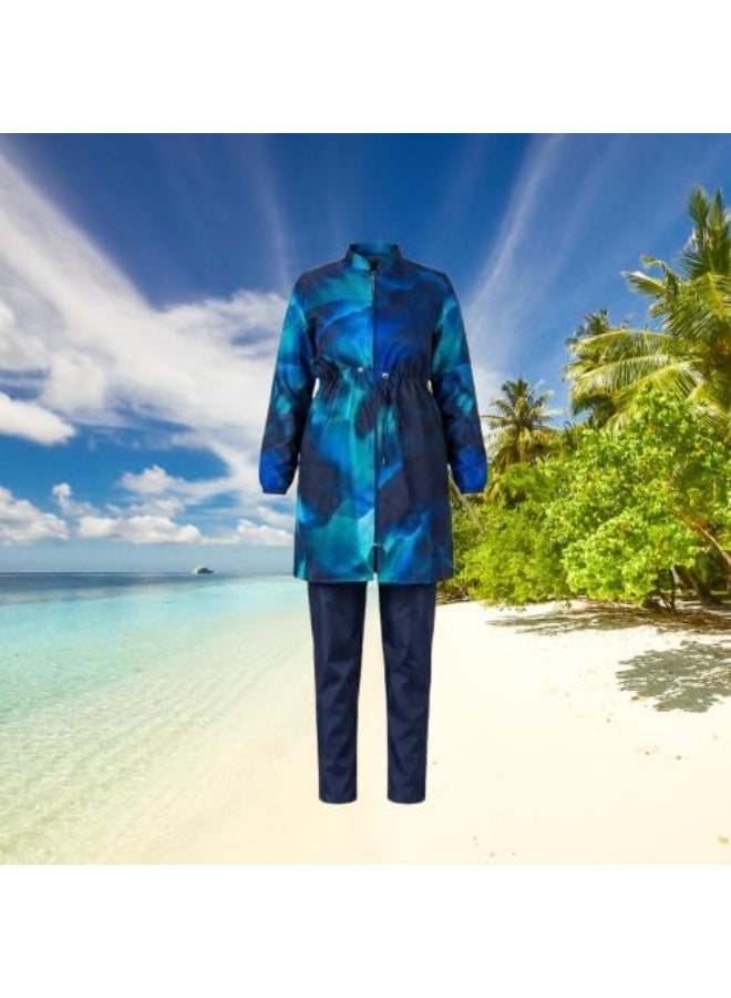 4-piece burkini swimsuit for veiled women - vest, pants, bodysuit and headscarf in quick-drying fabric for the beach and swimming pools (WP34) - Image 1