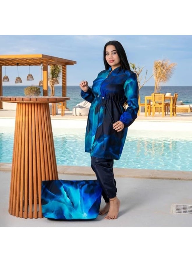 4-piece burkini swimsuit for veiled women - vest, pants, bodysuit and headscarf in quick-drying fabric for the beach and swimming pools (WP34) - Image 2