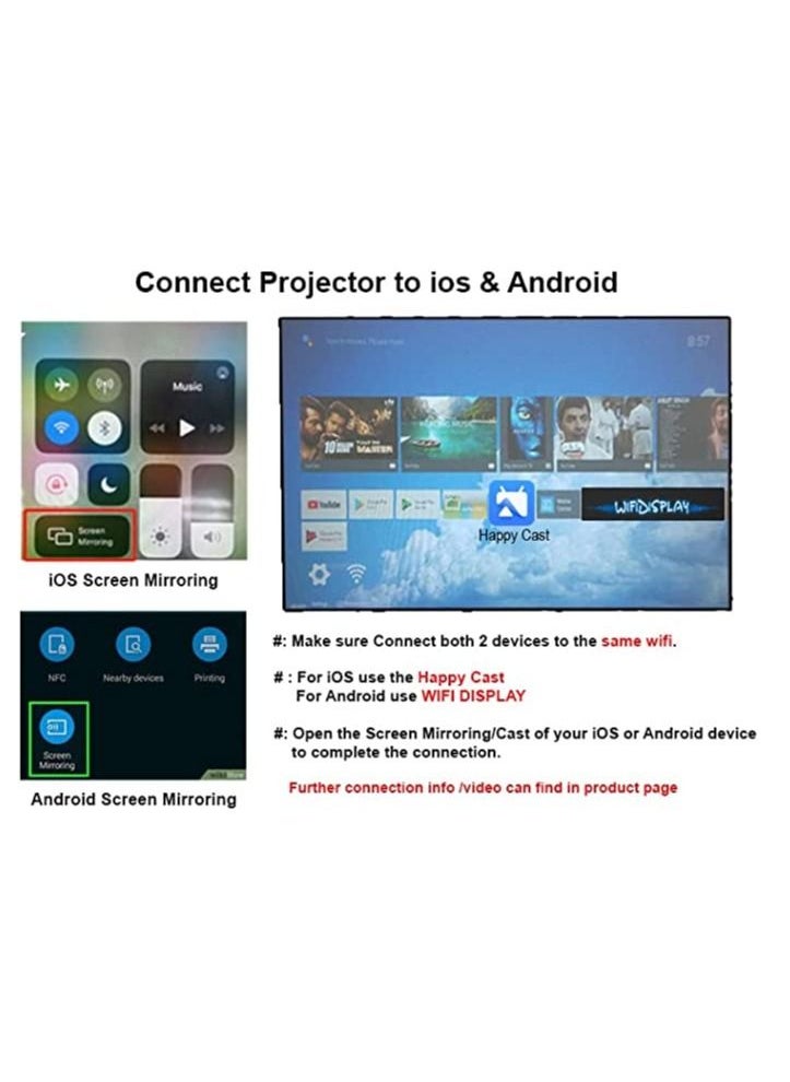 Umiio - Portable Projector 5G Android Wifi and Bluetooth Intelligent 50-150 Inches Screen Projection Higher Resolution Brightness - Image 1