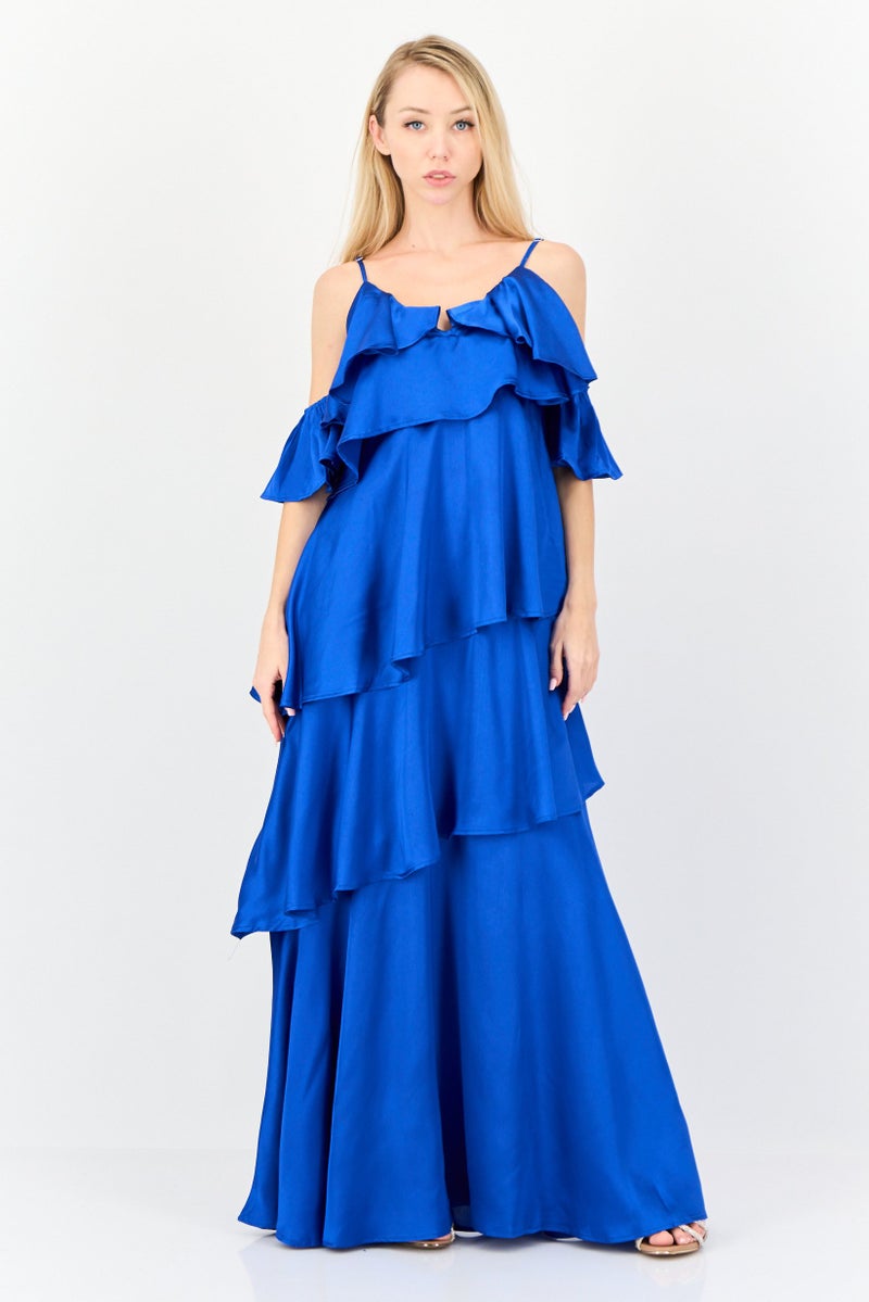 Archive Design Studio Women Plain Maxi Dress, Dark Blue - Image 1
