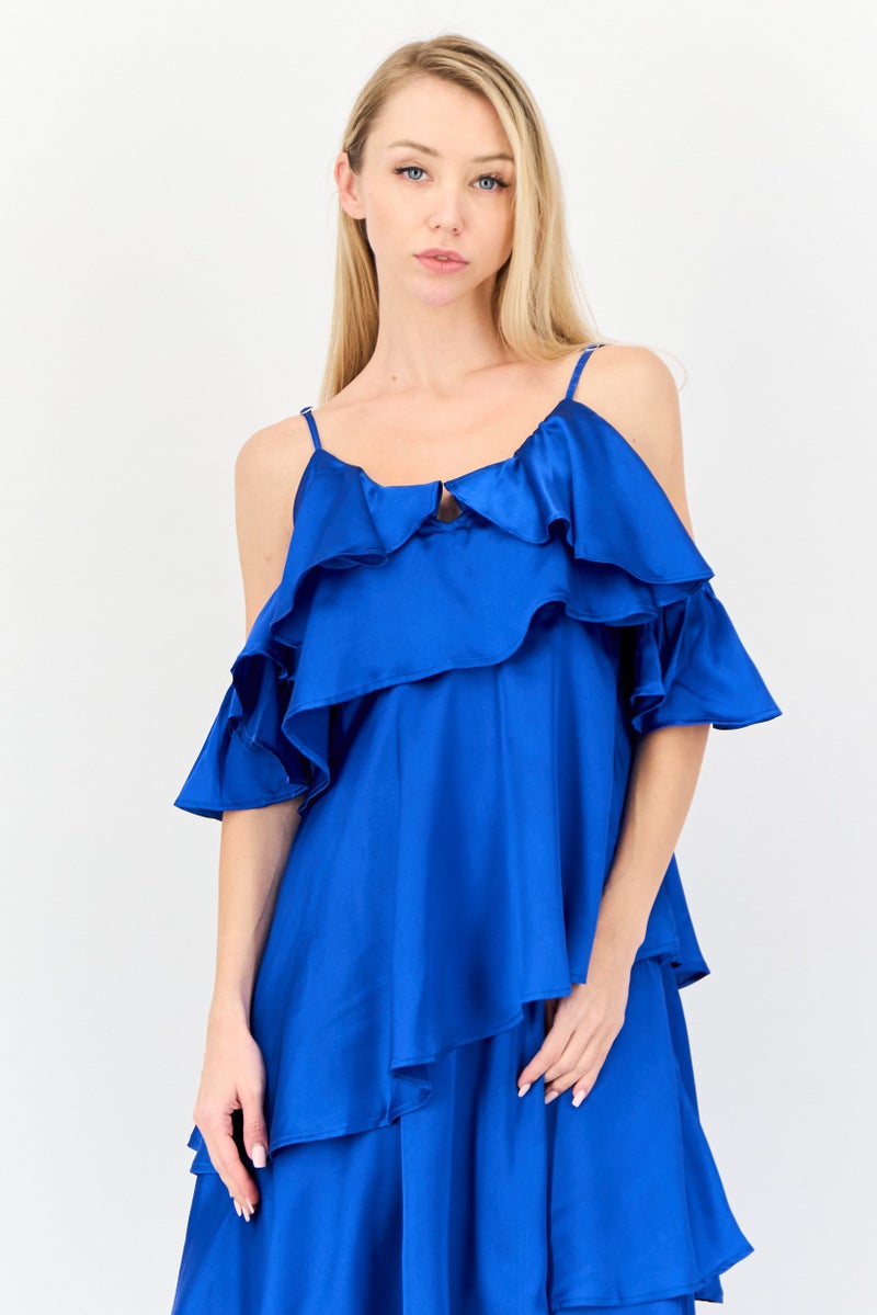 Archive Design Studio Women Plain Maxi Dress, Dark Blue - Image 4