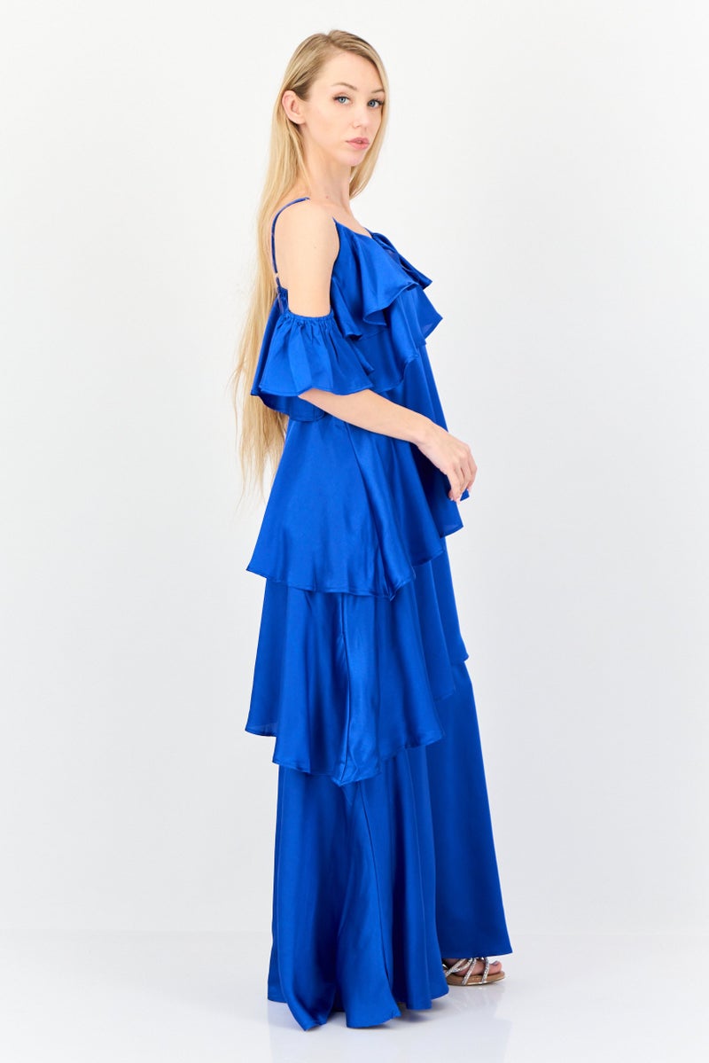 Archive Design Studio Women Plain Maxi Dress, Dark Blue - Image 2