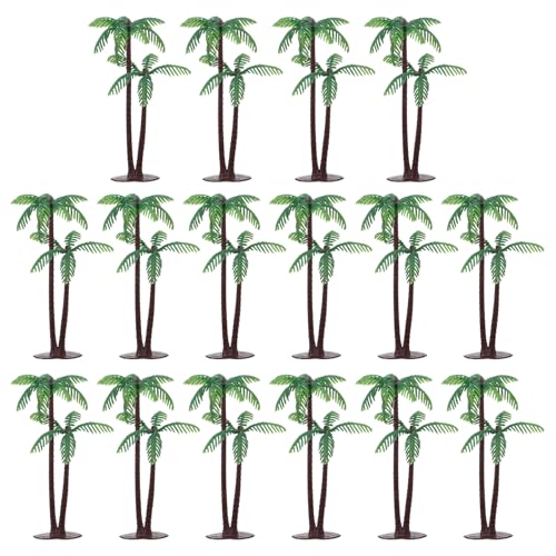 Gtziqa Palm Tree Cake Topper 16 Pcs Fake Palm Tree Decor Mini Coconut Trees Model Artificial Tropical Rainforest Greenery Plant Decoration for Micro Aquarium Garden Building Landscape Sandbox - Image 1
