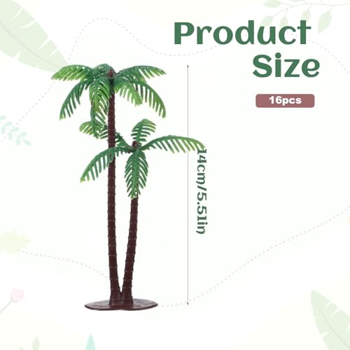 Gtziqa Palm Tree Cake Topper 16 Pcs Fake Palm Tree Decor Mini Coconut Trees Model Artificial Tropical Rainforest Greenery Plant Decoration for Micro Aquarium Garden Building Landscape Sandbox - Image 5