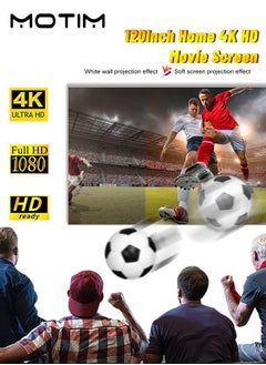 Motim 120 Inch 4K HD Portable Projection Screen Soft Curtain, Foldable Metallic Coating Light-proof Double Sides Projector Screen Cloth for Home Theater Backyard Cinema Travel  - Image 4