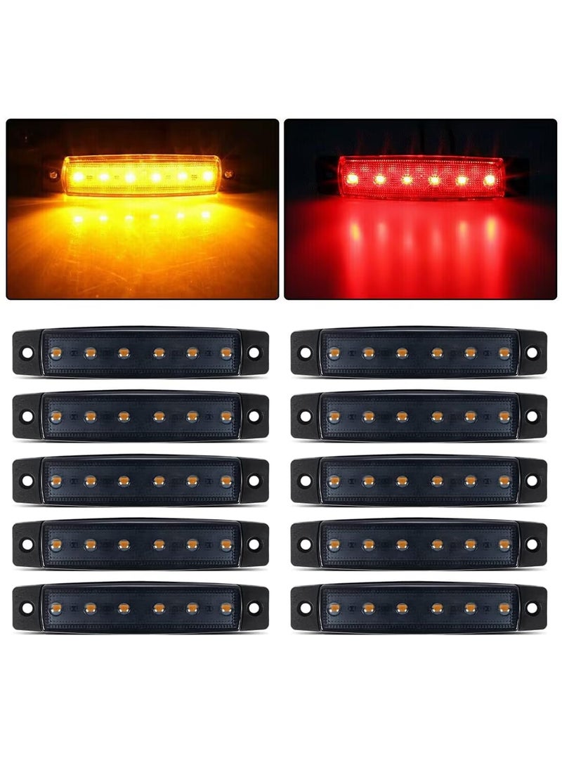 FXC FXC Smoked 6 LED Clearence Light Front Rear Side Marker Indicators Light for Truck Car Bus Trailer Van Caravan Boat, Taillight Brake Stop Lamp 12V (5x Amber + 5x Red)  - Image 1