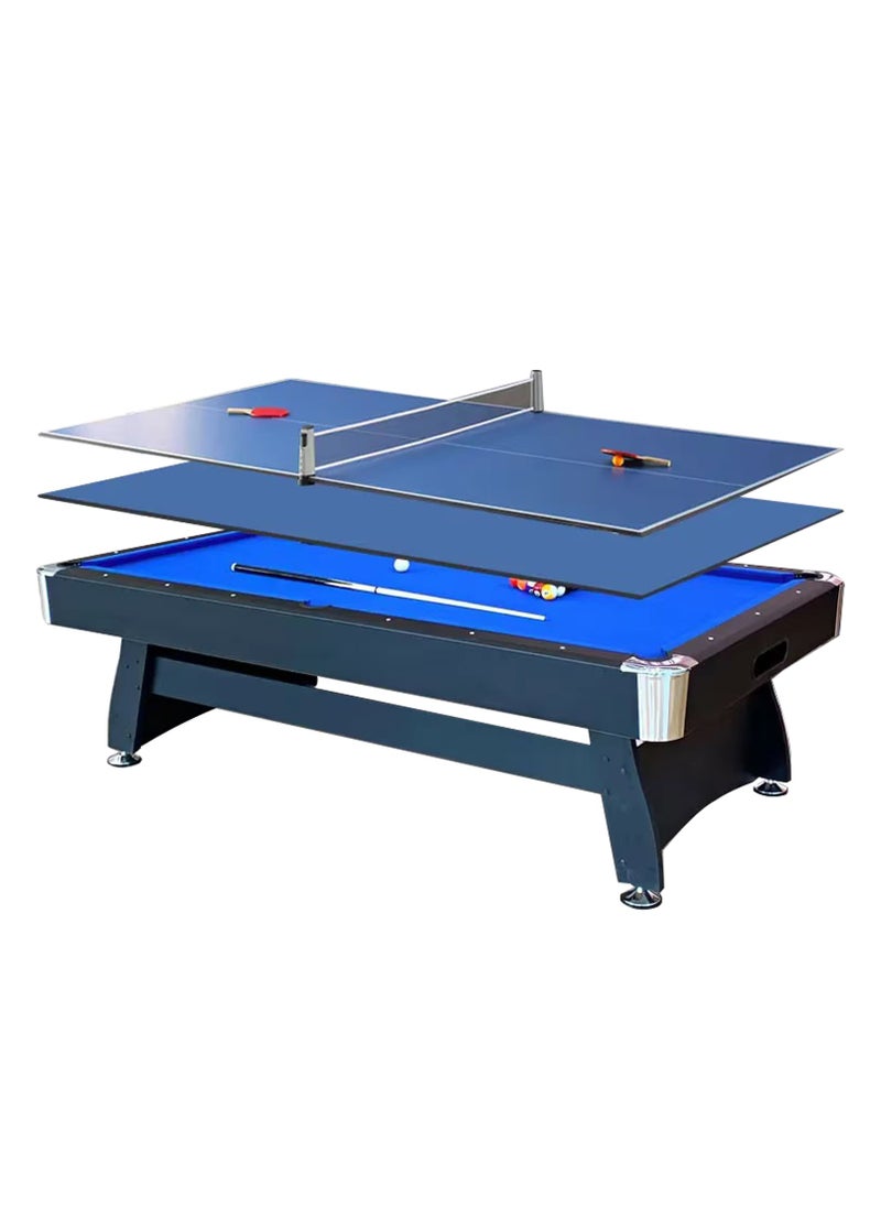 7-ft 3 IN 1 Professional Billiard Pool Tables with Full Accessory Pool Table with Table Tennis Top - Black with Blue Felt