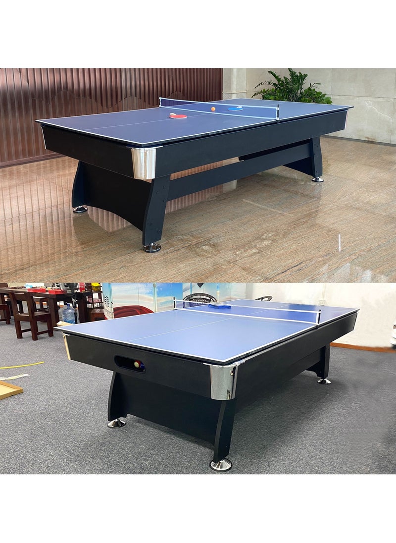 7-ft 3 IN 1 Professional Billiard Pool Tables with Full Accessory Pool Table with Table Tennis Top - Black with Blue Felt
