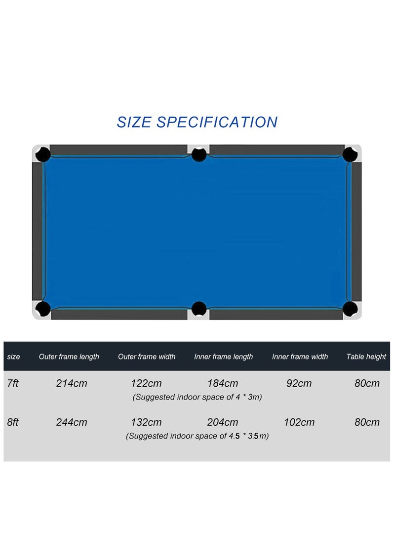 7-ft 3 IN 1 Professional Billiard Pool Tables with Full Accessory Pool Table with Table Tennis Top - Black with Blue Felt