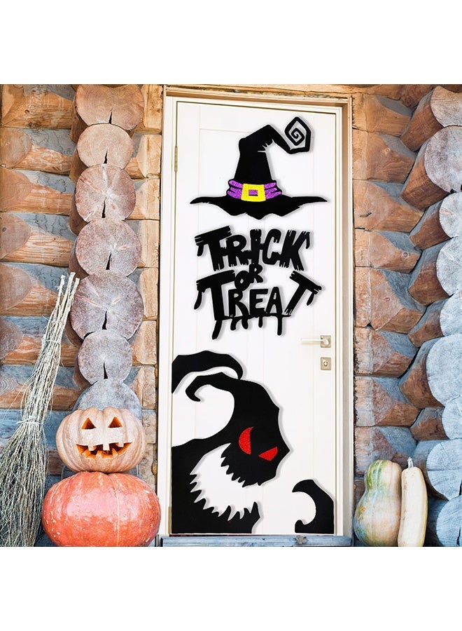 Halloween Witch's Hat And Demon Door Stickers, Horror Wallpaper Sticker for Halloween Indoor&Outdoor Decoration Party Decors - Image 1