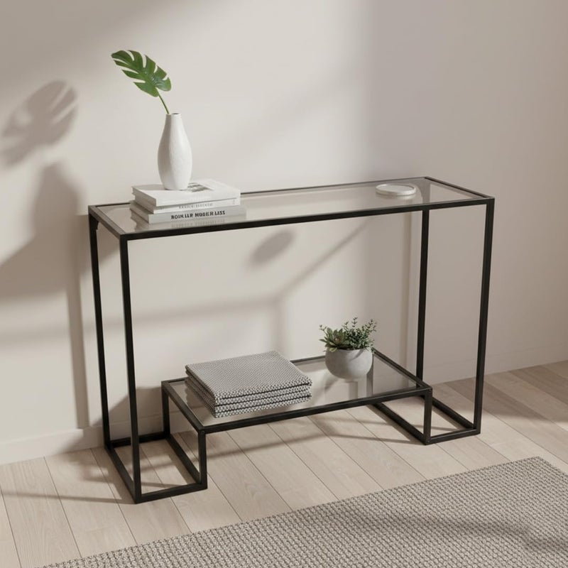 الهدايا مول  طاولة كونسول زجاجية أنيقة وعصرية لون أسود مقاس 120×40×80 سم - Image 1