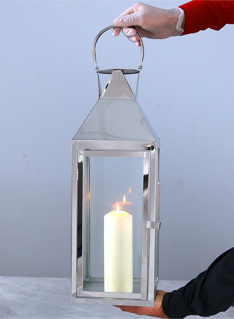 AL Hadaya Mall Elegant Ramadan Lantern – Silver Decorative Candle Lantern for Home & Events – 18×18×63 cm - Image 2