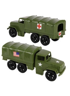 Tim Mee Toy TimMee Plastic Army Men Trucks - OD Green M34 Deuce and a Half Cargo Vehicles US Made  - Image 1