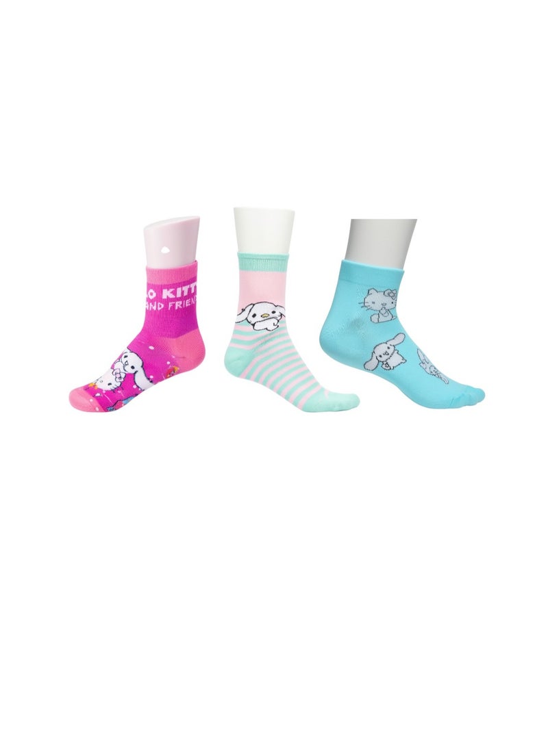 Hello Kitty & Friends 3 PAIRS | HELLO KITTY & FRIENDS ANKLET SOCKS 78% COTTON | 18% POLYESTER | 4% ELASTANE - Image 1