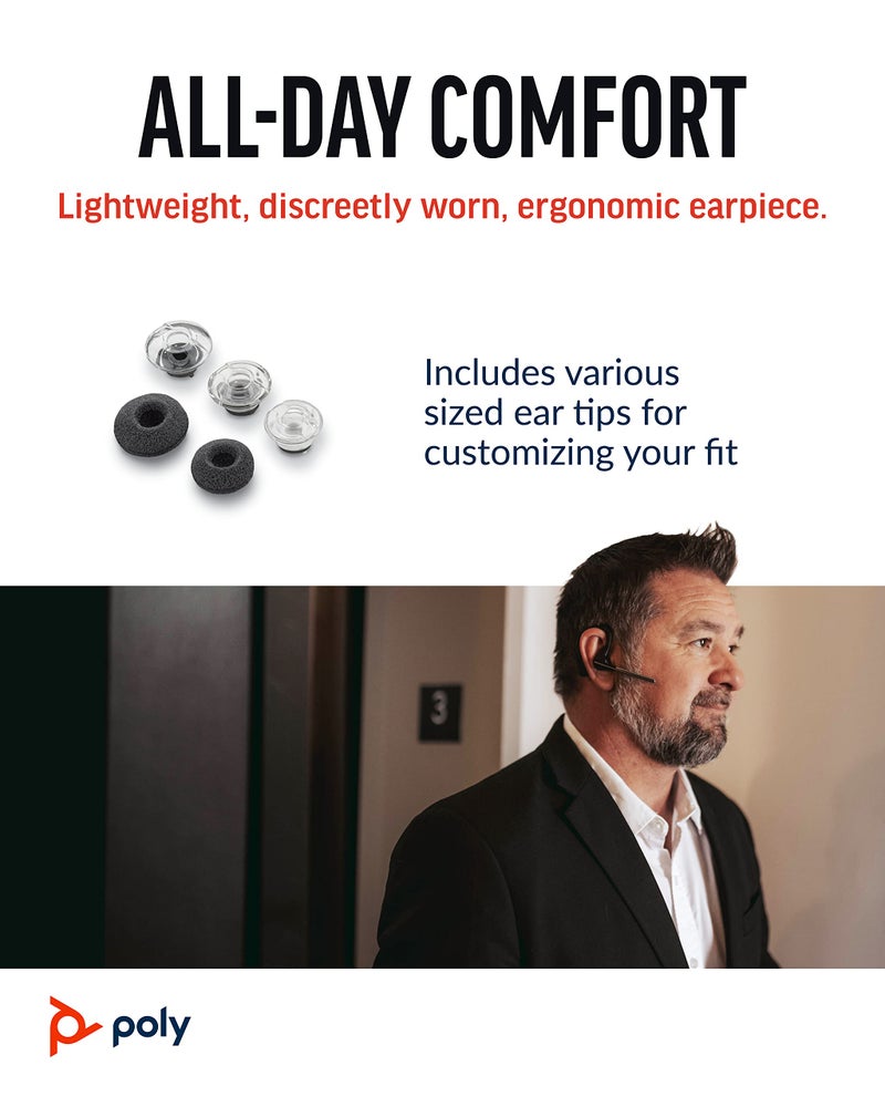 Poly Voyager Legend Wireless Headset (Plantronics) - Single-Ear Bluetooth w/Noise-Canceling Mic - Voice Controls - Mute & Volume Buttons - Ergonomic Design -Connect to Mobile/Tablet via Bluetooth -FFP - Image 5