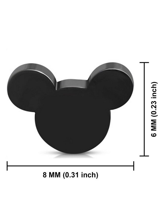 Comfort Zone Studios - Black Stainless Steel Tiny Mouse Silhouette Button Stud Post Earrings - Image 1