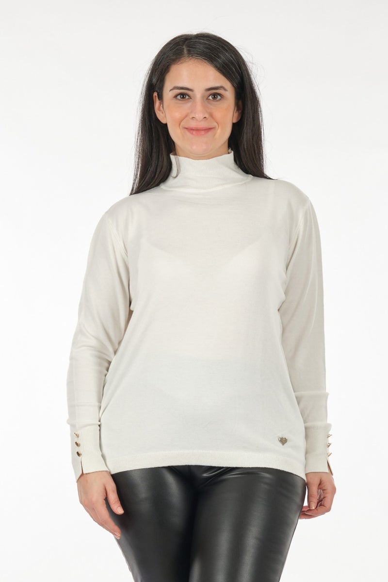 Vedi-Bb Turtleneck Plus Size Ecru Women's Knitwear 2322007  - Image 1