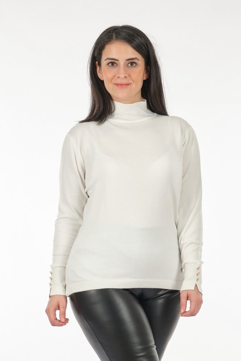 Vedi-Bb Turtleneck Plus Size Ecru Women's Knitwear 2322007  - Image 2