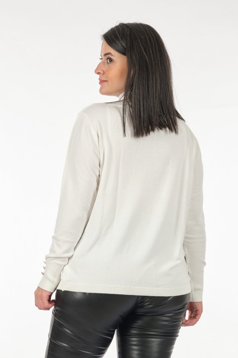 Vedi-Bb Turtleneck Plus Size Ecru Women's Knitwear 2322007  - Image 5