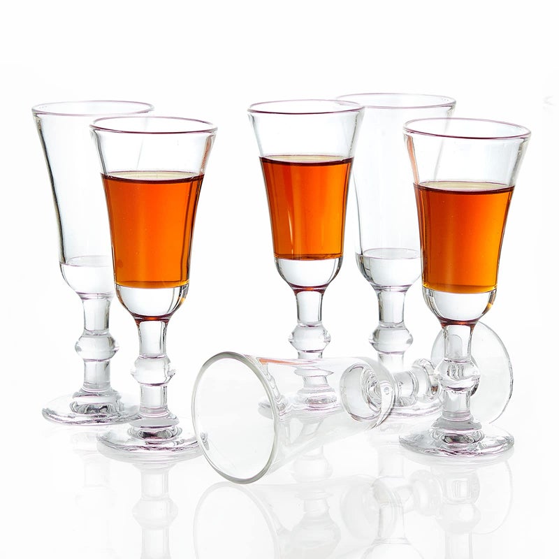 JAIEF Sherry Glasses30ML LeadFree Port Glass Clear Shot Glasses  Liqueur Glasses Set of 6