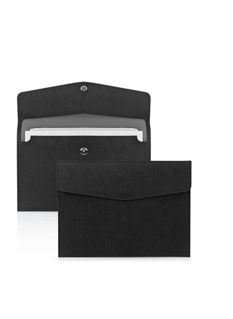 A4 Envelope File Holder, Waterproof Document Bag,  Lightweight PU Leather Multifunction Portfolio, Document File Folder, File Organizer Storage Case for Paper Document Tablet Case 2PCS Black