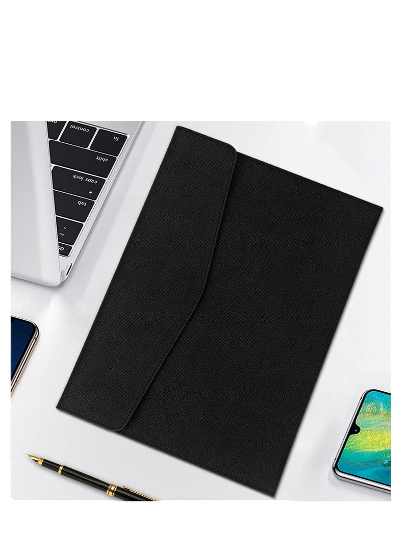SYOSI - A4 Envelope File Holder, Waterproof Document Bag,  Lightweight PU Leather Multifunction Portfolio, Document File Folder, File Organizer Storage Case for Paper Document Tablet Case 2PCS Black - Image 1