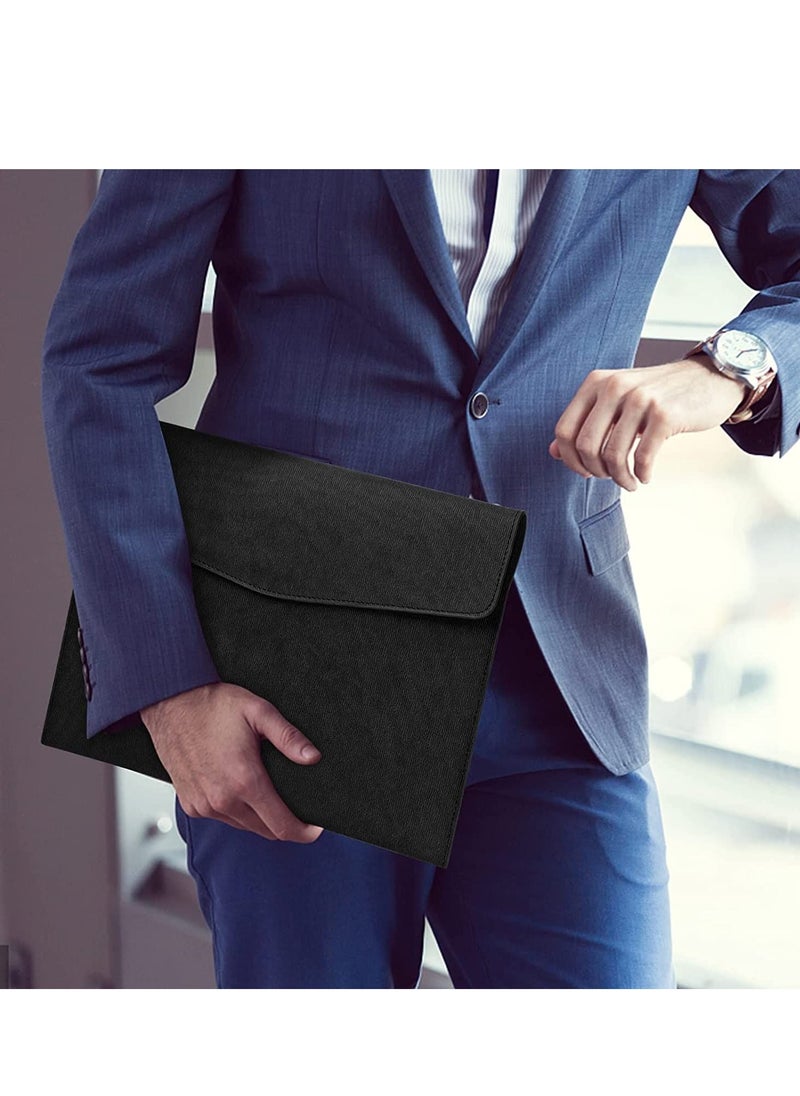 SYOSI - A4 Envelope File Holder, Waterproof Document Bag,  Lightweight PU Leather Multifunction Portfolio, Document File Folder, File Organizer Storage Case for Paper Document Tablet Case 2PCS Black - Image 1