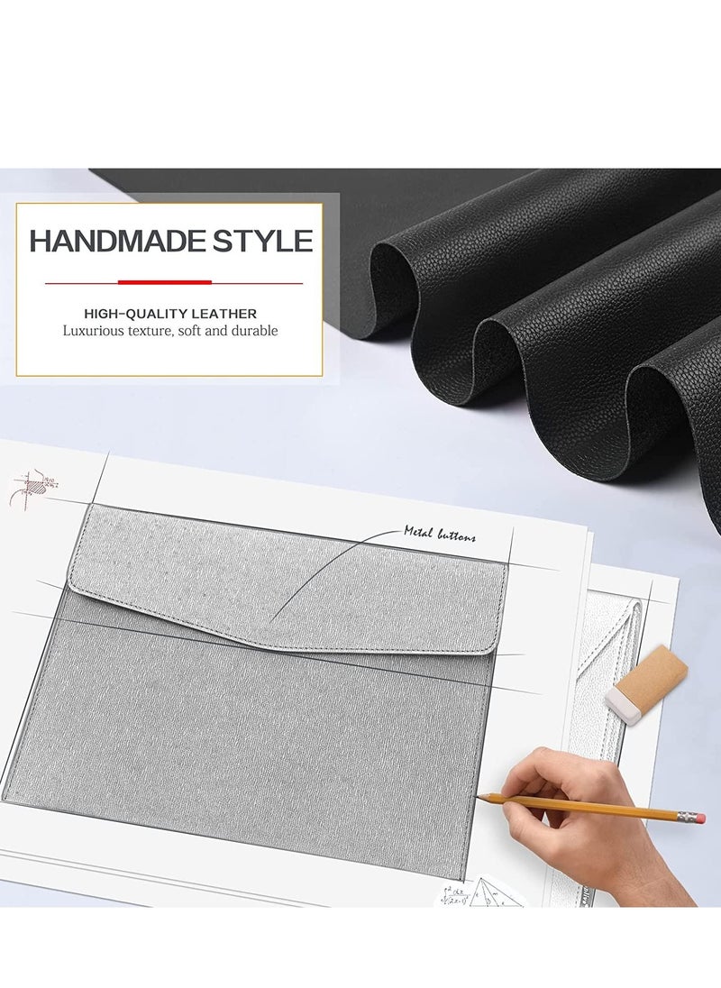 SYOSI - A4 Envelope File Holder, Waterproof Document Bag,  Lightweight PU Leather Multifunction Portfolio, Document File Folder, File Organizer Storage Case for Paper Document Tablet Case 2PCS Black - Image 1