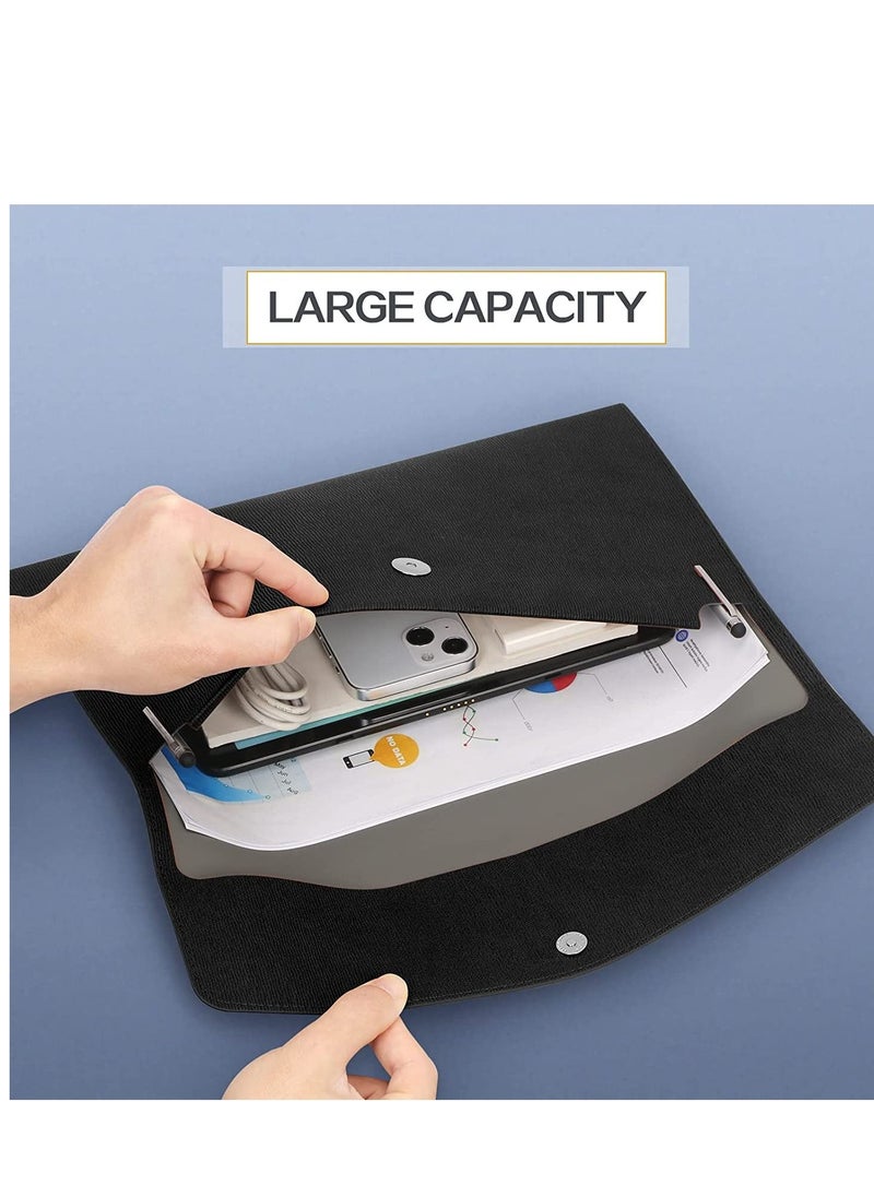 SYOSI - A4 Envelope File Holder, Waterproof Document Bag,  Lightweight PU Leather Multifunction Portfolio, Document File Folder, File Organizer Storage Case for Paper Document Tablet Case 2PCS Black - Image 1