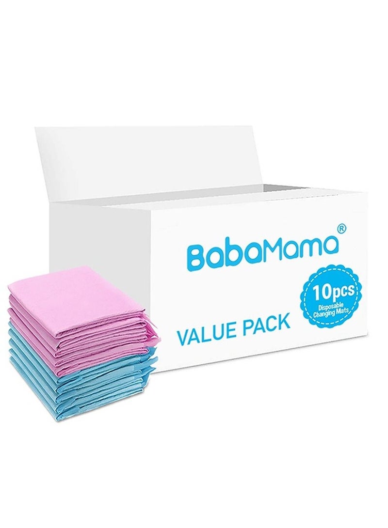 Babamama Disposable Changing Mats, 10 Counts, Soft Waterproof Mat, Portable Leak Proof Changing Mat, New Mom Leak-Proof Under pad, Mattress Table Protector Pad - Image 1