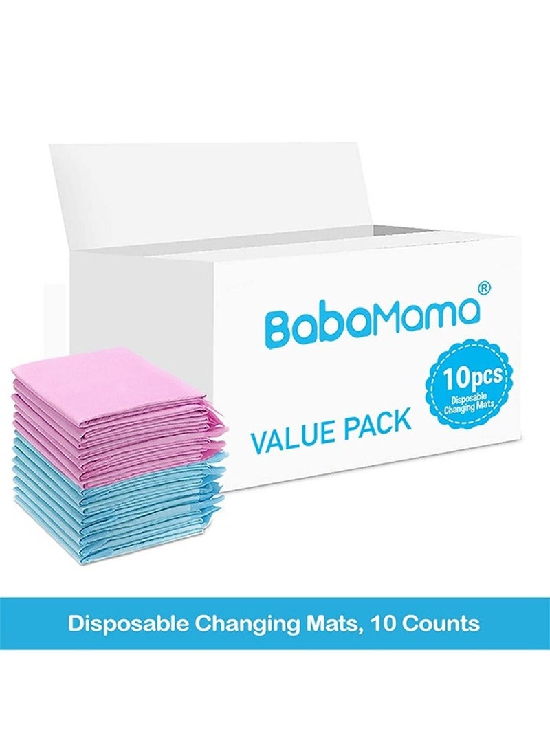 Babamama Disposable Changing Mats, 10 Counts, Soft Waterproof Mat, Portable Leak Proof Changing Mat, New Mom Leak-Proof Under pad, Mattress Table Protector Pad - Image 2