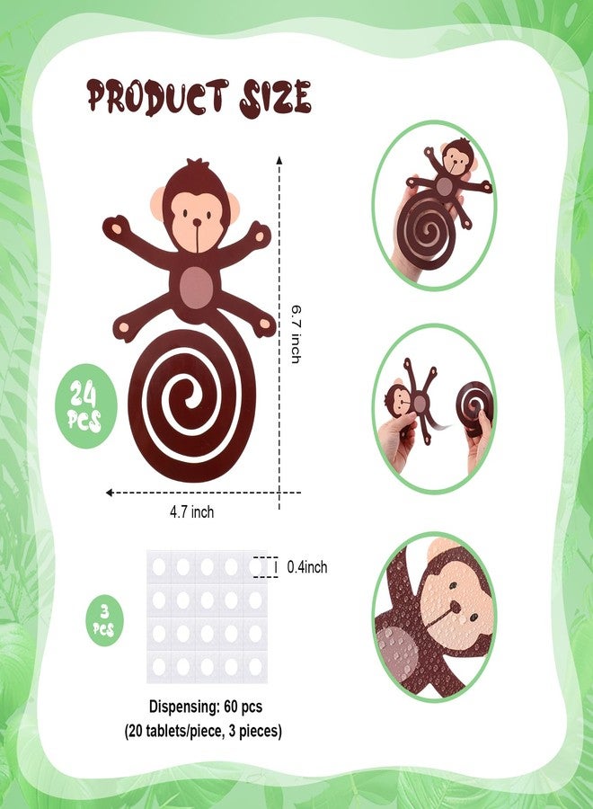 Weekgrat 24 Pcs Jungle Monkey Cutouts Banana Decorations with 60 Glue Point Dots Animal Cutouts for Zoo Birthday Hawaiian Luau Safari Theme Party Decorations Supplies - Image 2