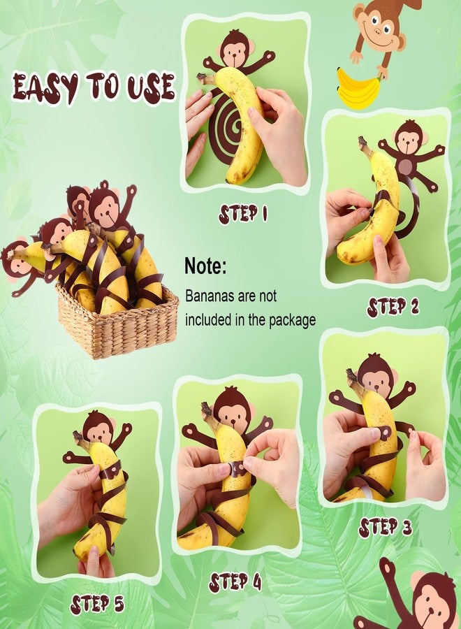 Weekgrat 24 Pcs Jungle Monkey Cutouts Banana Decorations with 60 Glue Point Dots Animal Cutouts for Zoo Birthday Hawaiian Luau Safari Theme Party Decorations Supplies - Image 3
