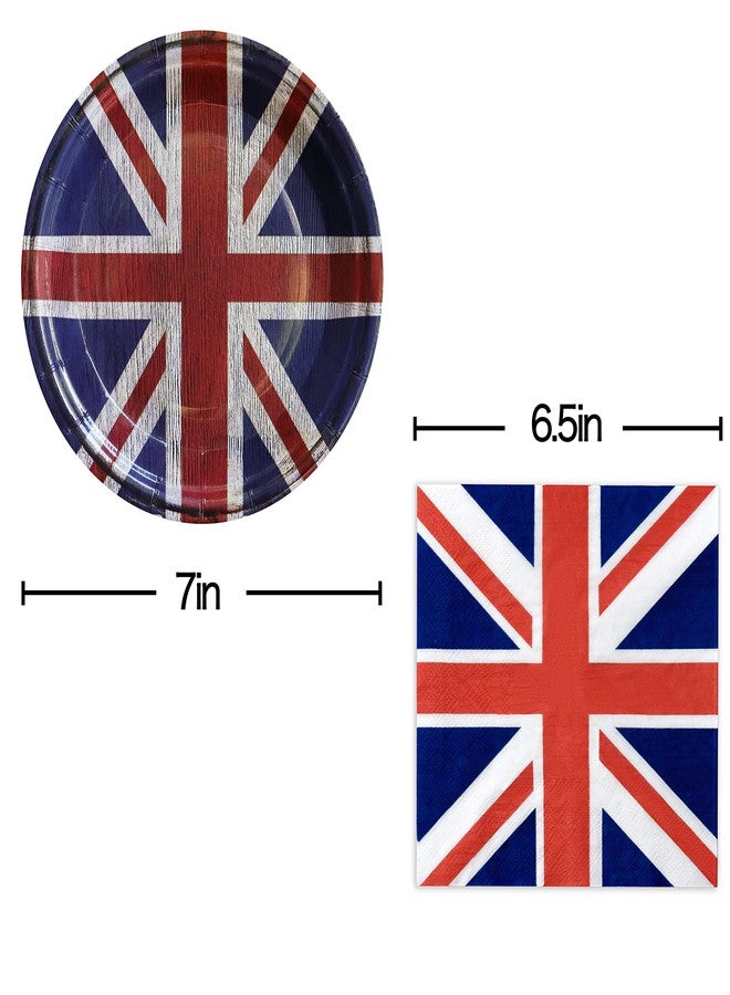 Pandecor 20 Pieces Party Plates and 20 Pieces Napkins Party Supplies Set Serve up to 20 Guests (British Flag) - Image 2